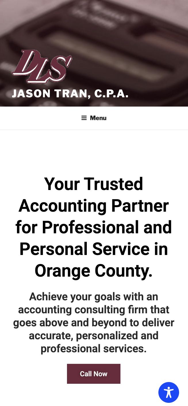 Original site: logo banner, stock photo and a long paragraph